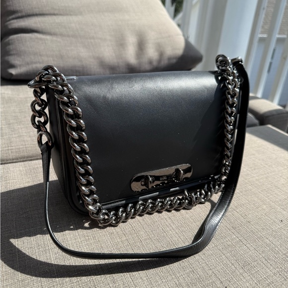 Coach Swagger Leather Shoulder Bag Purse Black - Picture 1 of 11